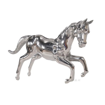 Old Modern Handicrafts Nickel-plated Aluminum Large Horse Statue; Multi AK039